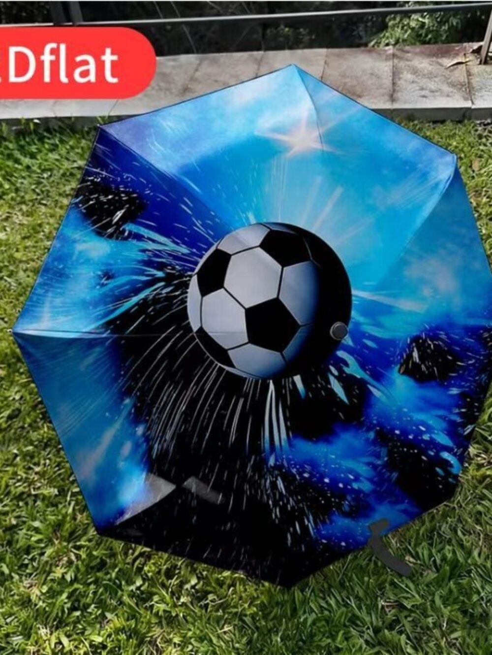 2Dflat Soccer Ball Auto Open Folding Umbrella Windproof Travel